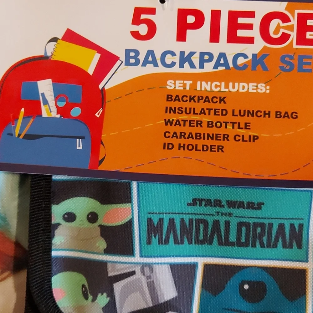 STAR WARS Madalorian GROGU Backpack 🎒 5PC Set - Picture 2 of 5